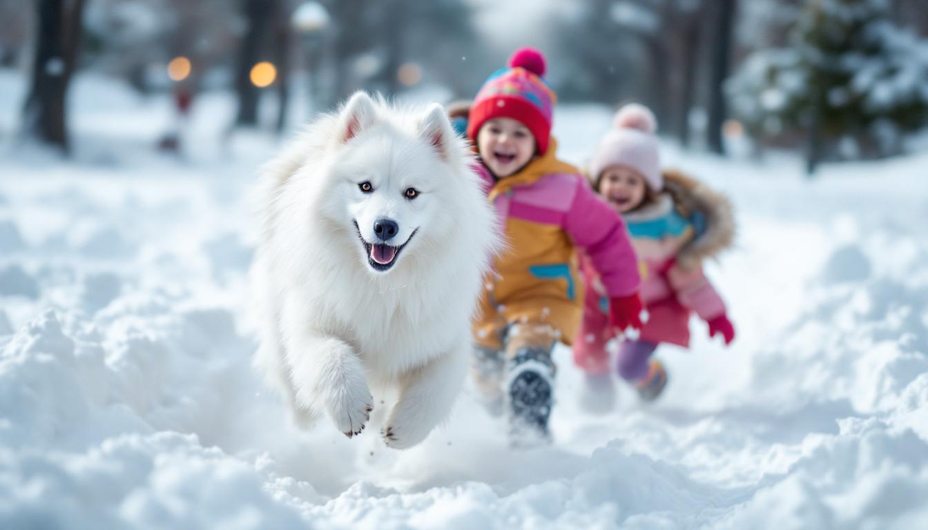 découvrez le samoyède, ce chien au sourire éclatant, fidèle et affectueux, parfait compagnon pour toute la famille.
